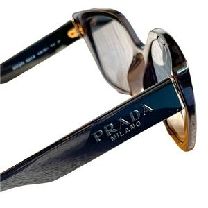 PR 24xs Prada polarized wide high bridge polar gray and black luxury sunglasses